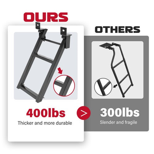 Truck Bed Step 2-Rung Retractable Tailgate Ladder Heavy Duty W/L-Shaped Bracket