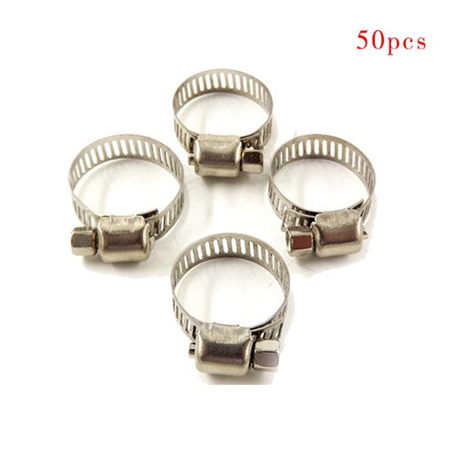 3/8"-1/2"Adjustable Stainless Steel Drive Hose Clamps Fuel Line Worm Clip 50pcs