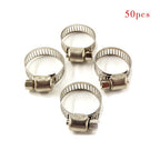 3/8"-1/2"Adjustable Stainless Steel Drive Hose Clamps Fuel Line Worm Clip 50pcs