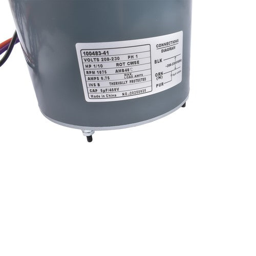 Interlink 100483-41 Condenser Fan Motor 1/10 HP 208-230 Volts Single Phase 60HZ