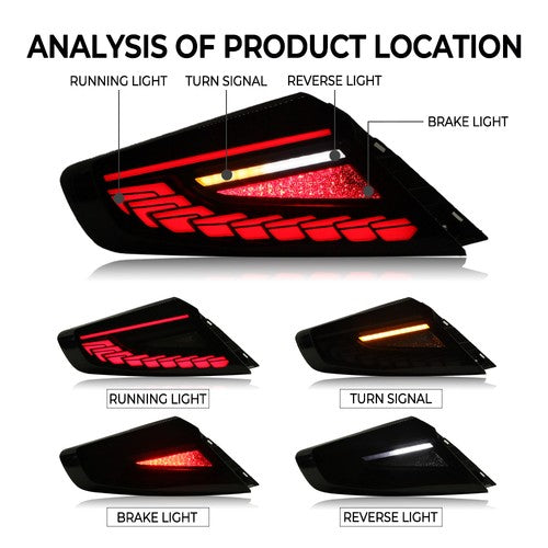 Rear LED Dynamic Tail Lights Clear Lens Red Bar for 2022-2025 for Subaru WRX