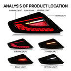 Rear LED Dynamic Tail Lights Clear Lens Red Bar for 2022-2025 for Subaru WRX