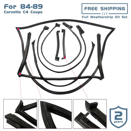 New Full Weatherstrip Kit Set Weather Strip Seal For 84-89 Corvette C4 Coupe