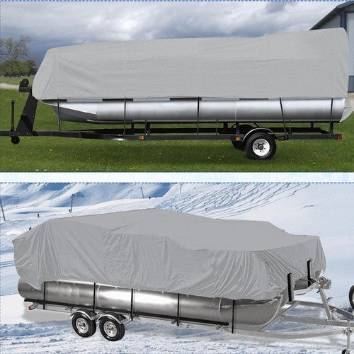 21-24FT Waterproof Boat Cover Trailerable Pontoon Dust Resistant Gray-Color