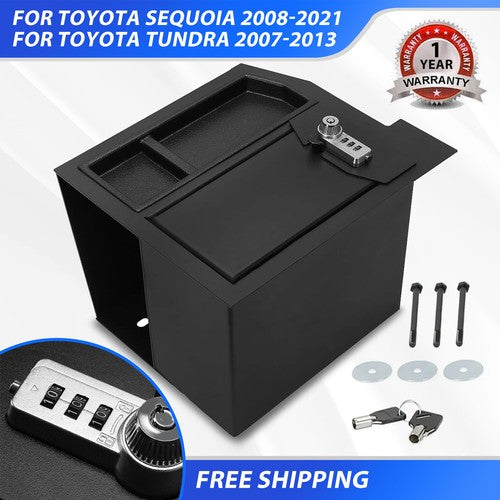 Center Console Safe Box for Toyota Tundra 07 13 Sequoia 2008 2021 00016 79184