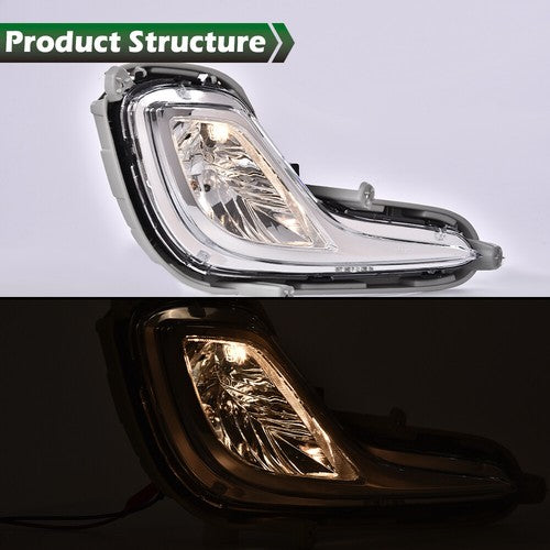 Clear Bumper Fog Lights for Hyundai Accent 2012-2017 w/ Bulbs Wiring Switch