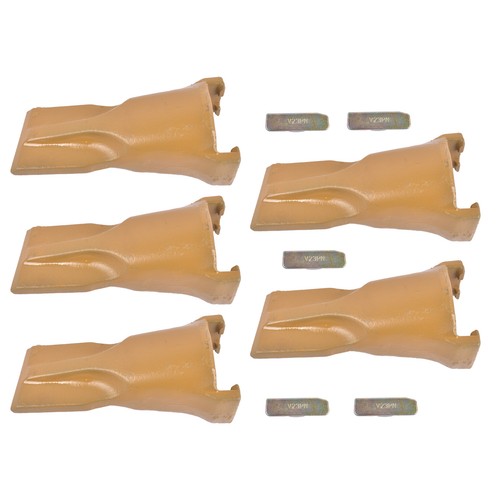 5 Pk Bucket Teeth with Flex Pins Yellow V23SYL V23PN for Backhoe Loader Crane