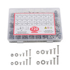 720pcs Nuts And Bolts Assortment Kit Machine Screws #6-32 #8-32 #10-24 #1/4-20