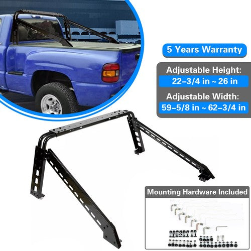 Adjustable Roll Bar Sports Bar Cargo Rack for Full Size Truck Silverado Ram F150