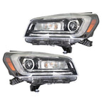 Headlight For GMC Acadia 2013-2015 16 Driver&Passenger Halogen w/LED Tube Black