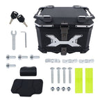 45L  Aluminum Black Hard Motorcycle Trunk With Silver Hanging Plate Rear Trunk