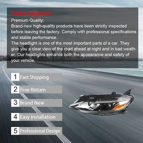 Fit For Chevy Malibu 2019-2020 Headlight Assembly Set Left Driver Side LH Clear