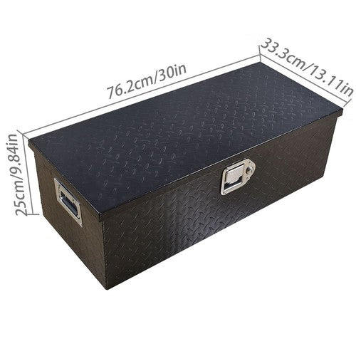 30 Inch Cuboid Black Aluminum Under Storage Tool Box For Trailer Pickup Truck