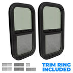 2 Pack 12 x 22 x 1-1-2 Wall Vertical Sliding RV Window Cargo Trailer With Trim Kit
