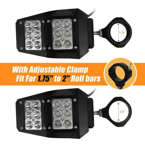 UTV Rear View Side Mirrors w/ LED Lights For Polaris RZR Fit 1.75"-2" Roll Cage