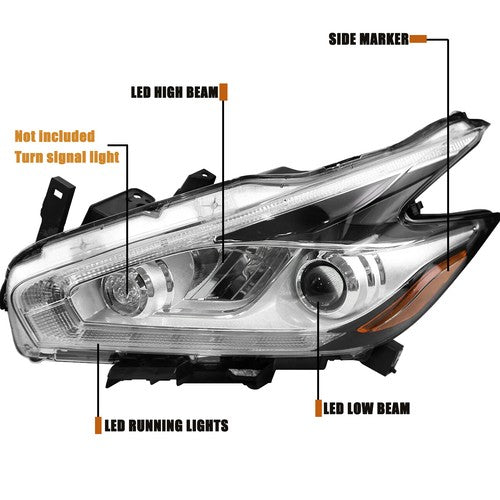 Full LED Headlight for Nissan Murano 2015 2016 2017 2018 W/DRL Left Driver Side