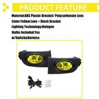 Yellow Lens Front Driving Fog Light Kit Harness for 2001-2003 for Honda Civic