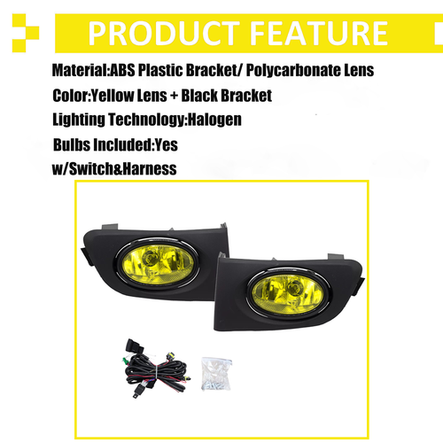 Yellow Lens Front Driving Fog Light Kit Harness for 2001-2003 for Honda Civic