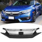 Front Upper Bumper Chrome Grill Grille for 2016 2017 2018 for Honda Civic