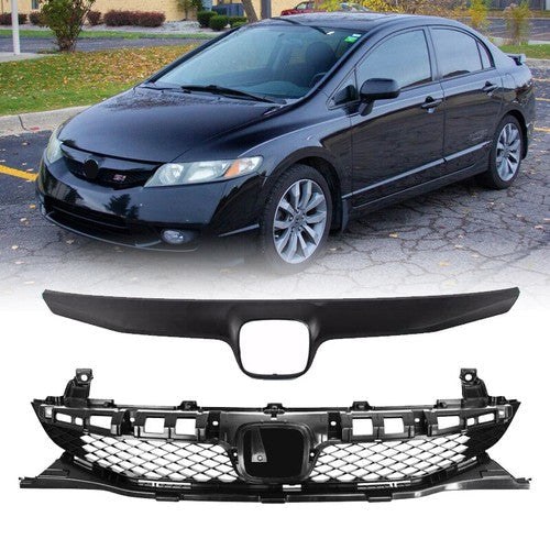 Front Bumper Gloss Black Grille Mesh Grill for 2009 2010 2011 for Honda Civic