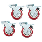 4 Pack 6' x 2' Heavy Duty Caster Wheel Swivel Plate PU With Brake Wheels