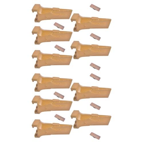 10 Pack Bucket Teeth with Flex Pins Yellow V17SYL V17PN Fits for Backhoe Loader