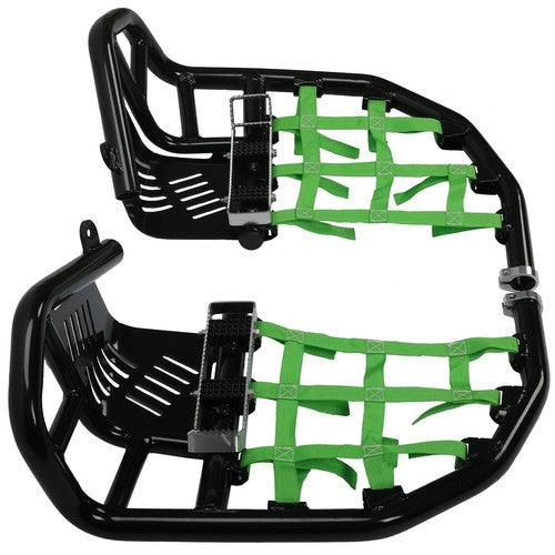Black Nerf Bars Green Net For Kawasaki KFX450R 2008-2015 Pro Peg Heel Guard