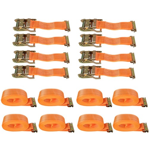 2 "x 20' 4000 lb E-Track Ratchet Straps Orange Heavy Duty Tie Downs New 8 Set