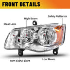 Driver Headlights for 11-20 Dodge Grand Caravan 2008-16 Chrysler Town and Country