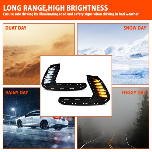 LED DRL Turn Signal Night Driving Fog Lights Pair for 2016-2018 Hyundai Elantra