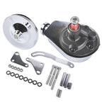 For Chevy SBC 265 283 Chrome Steel Power Steering Pump With Bracket Kit & Pulley