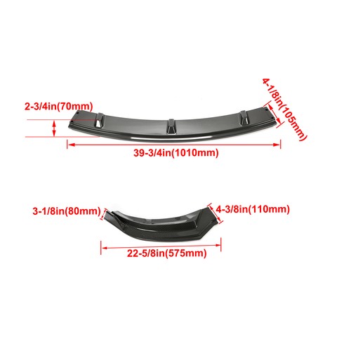 Front Bumper Body Lip Set for 2017 2023 Tesla Model 3 Carbon Style Splitter 3Pcs