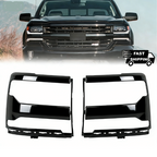 Headlight Trim Bezel Cover for Chevy Silverado 1500 2016-2018 Black Pair