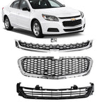 Front Upper Center Lower Grille Chrome Set for Chevrolet Malibu 2014-2016