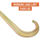 (2) 15 Inch J Hook Chain Link Tow Axle Strap Wrecker Clevis WLL G70 5400LBS