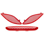 3Pcs Red Hood Bezel Insert Trims For 2015-20 Dodge Charger 68202462AD 68202581AC