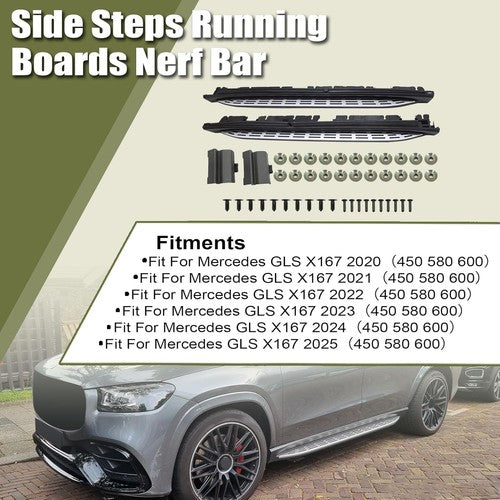 Pair of Running Boards Side Steps L R for Mercedes Benz GLS X167 2020 2024