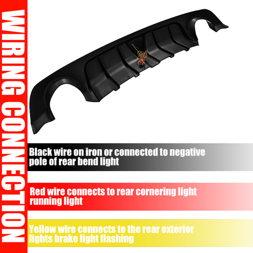 Rear Lower Diffuser Lip W/ LED Light for Infiniti Q50 2018-2023 2019 2020 2021
