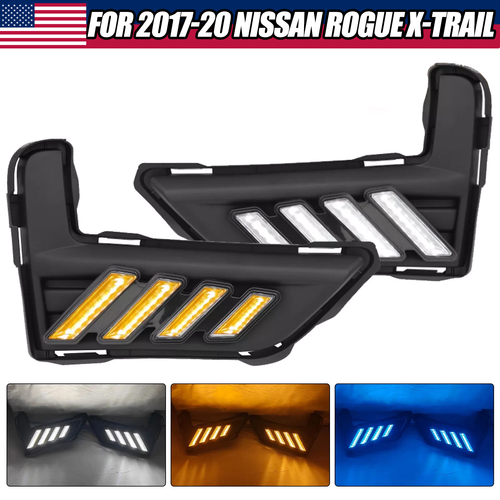 LED DRL Bumper Sequential Fog Light Pair for 2017-2020 for Nissan Rogue