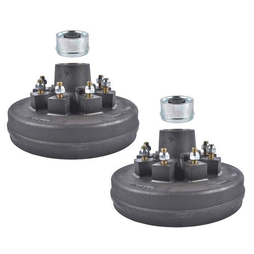 2 Pack 12"x2" Trailer Brake Hub Drum Kit 8 on 6.5" Bolt Pattern for 7000lbs Axle