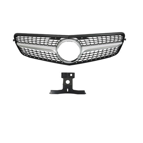 Front Grille Silver Accent For 2008-2014 Mercedes Benz W204 Class C250 C300 C350