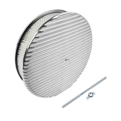 14 Full Finned Aluminum Round Air Cleaner Air Filter Kit Polished Recessed Base