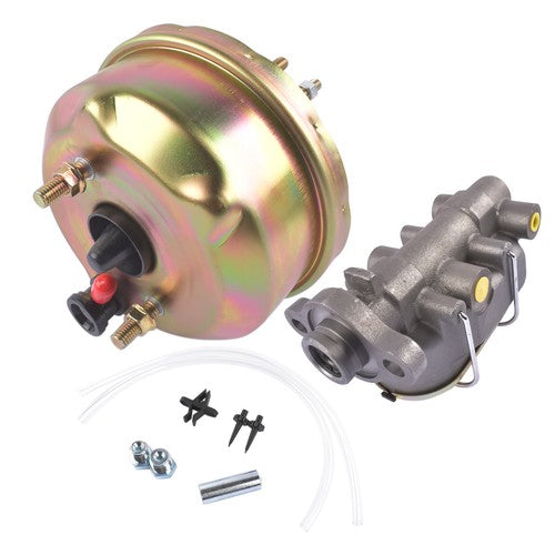 7" Zinc Street Rod Rat Rod Power Brake Booster w/ Bail Top Master Cylinder Kit
