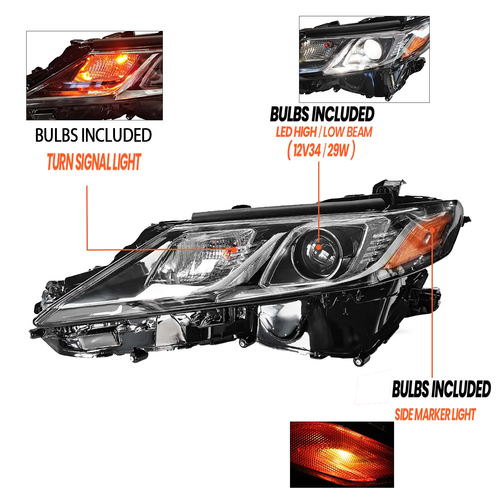 LED Headlights Headlamps LH+RH for Toyota Camry L LE SE 2018 2019 2020 2021-2024