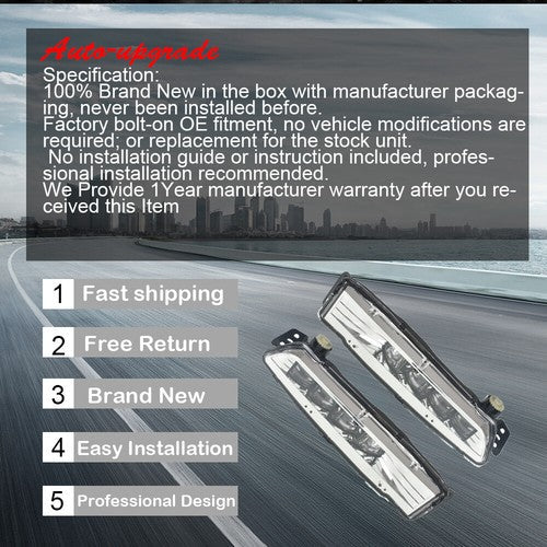 Driver+Passenger Side For Honda Accord 18-19 1.5L 2.0L LED Fog Lamps Assembly
