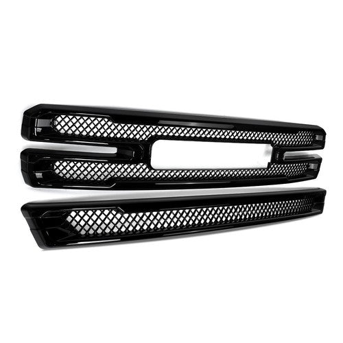 Grille Covers Grill Overlay Gloss Black for 2019-2022 for GMC Sierra 1500 SLT AT4