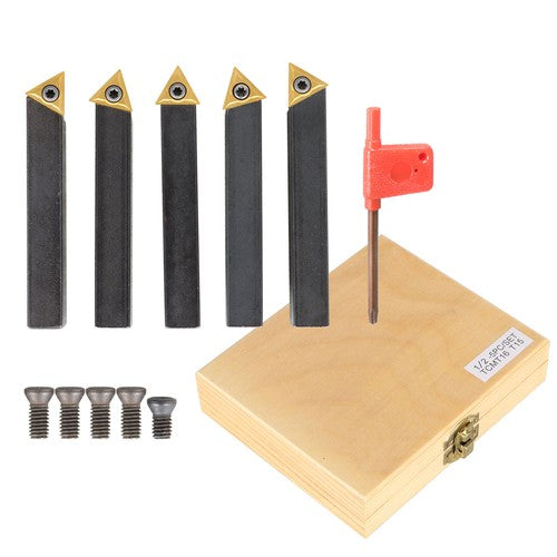 5-piece 1/2 " New lathe indexable carbide insert + turning tool bit holder kit