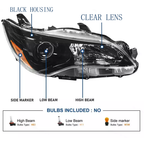 Black Headlight Set Halogen Headlamp for 2015-2017 Toyota Camry LE SE Pair