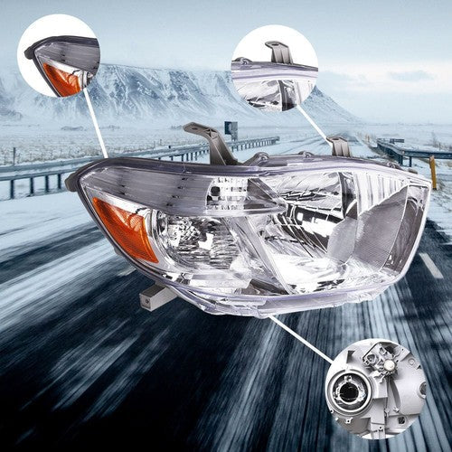 Halogen Headlight For Toyota Highlander 2008-2010 Driver/LH & Passenger/RH Side