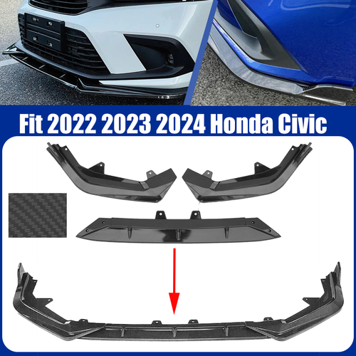Front Bumper Spoiler Lip Splitter Carbon Fiber for 2022-2024 for Honda Civic